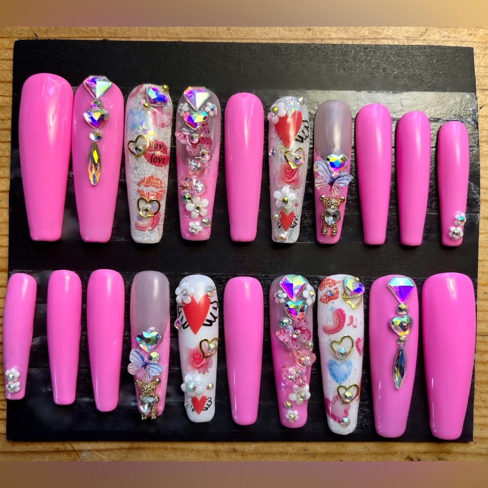 XXlong gel valentine nails